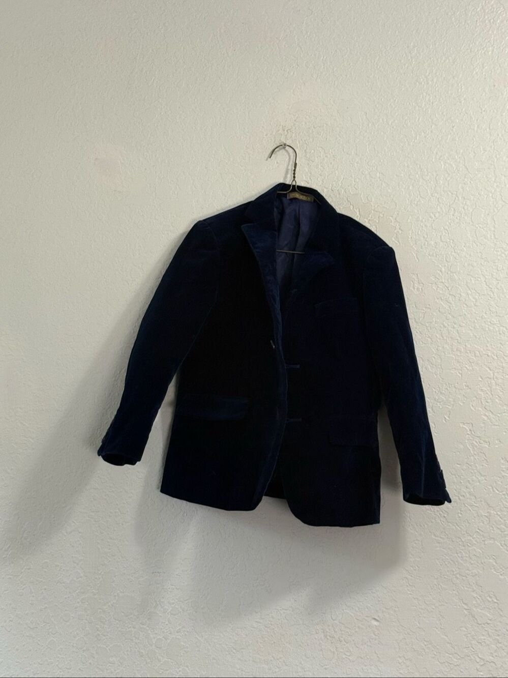 Spring Notion Boys' Classic Fit Formal Tuxedo Blazer Dark Blue Velvet Jacket 7